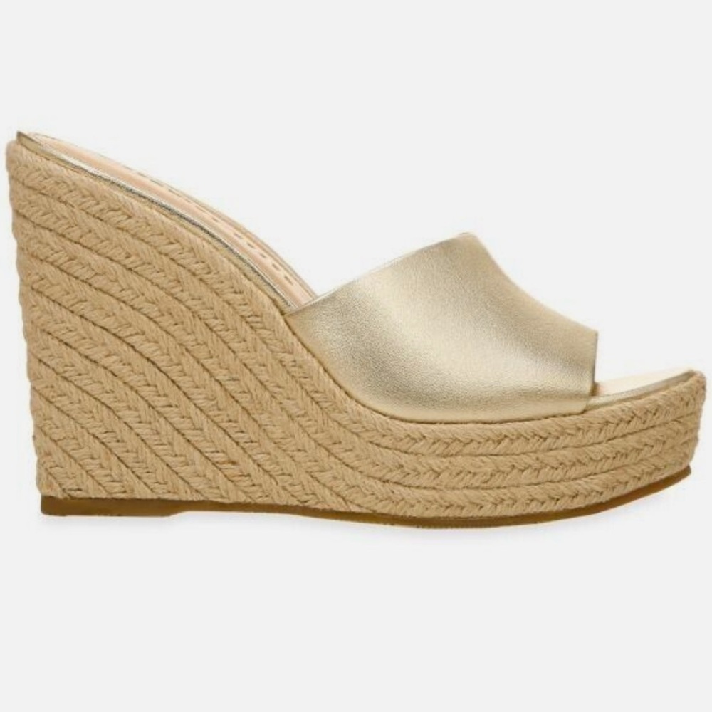 NIB - Veronica Beard 'Dali' Metallic Leather Espadrille Sandals, Platinum